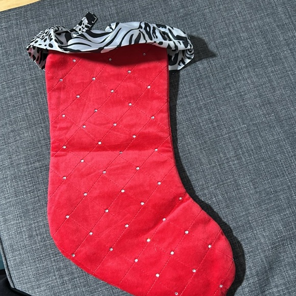 Quacker Factory Christmas stockings with animal print hem and rhinestones - Picture 5 of 7